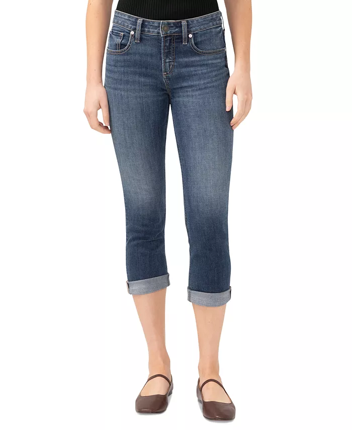 

Женские джинсы Suki Mid-Rise Curvy Capri Silver Jeans Co., синий