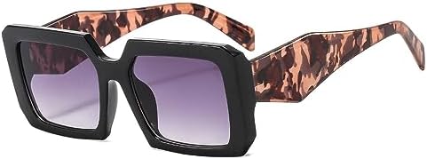 

Солнцезащитные очки квадратной формы 2027 года для женщин и мужчин, в стиле ретро, ​​с увеличенной оправой, модные солнцезащитные очки с защитой от УФ-излучения UV400 MTZJH, Black Tea