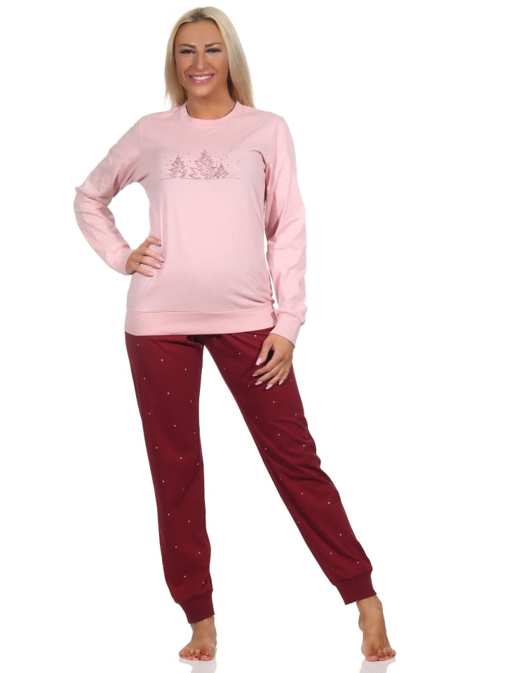 

NORMANN Пижама с манжетами, длинными рукавами, зимний вариант - 88788, цвет «старая роза»