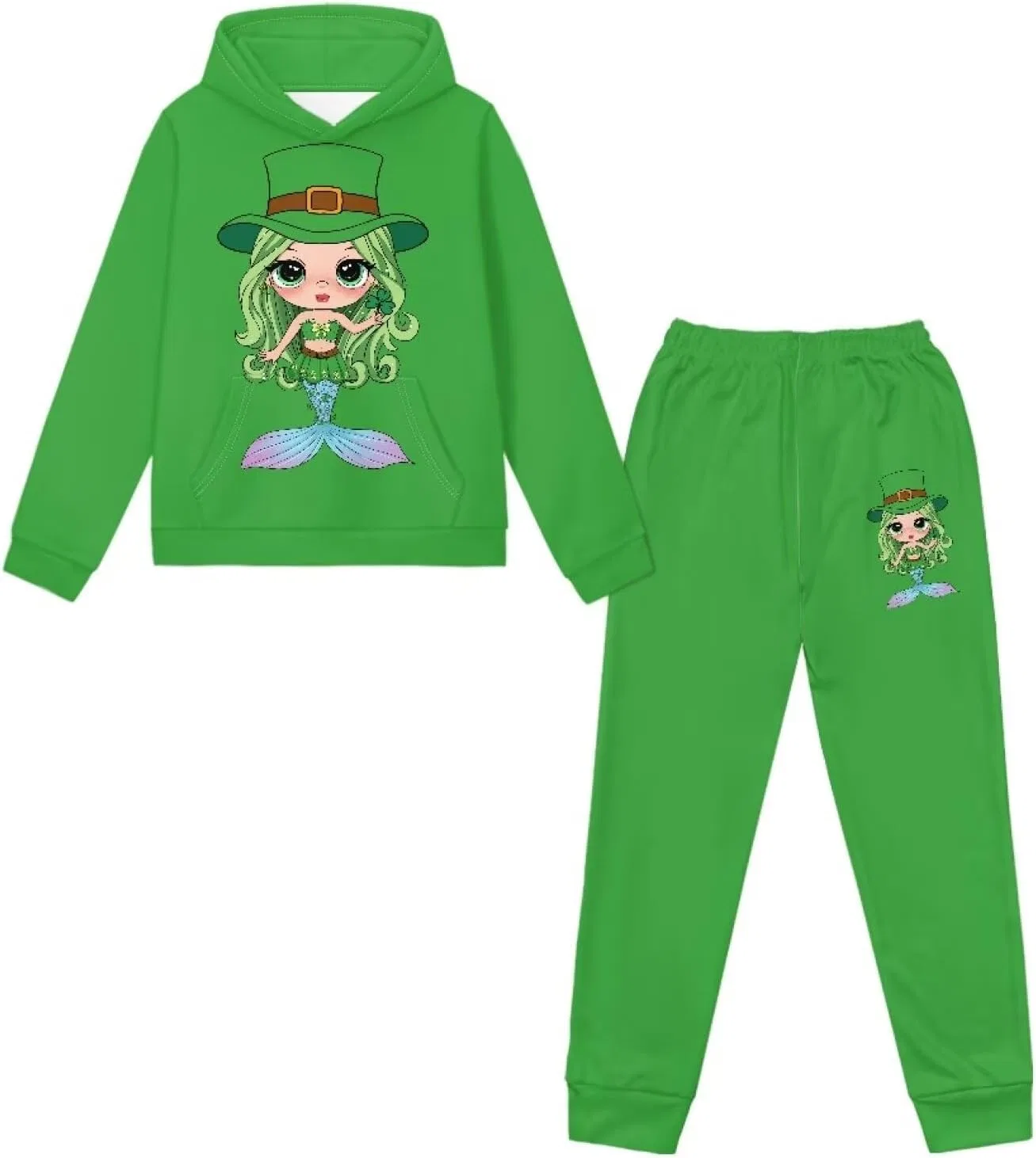Детский спортивный костюм с капюшоном Uppodwarkid, 2 предмета, Green Mermaid — фото 2