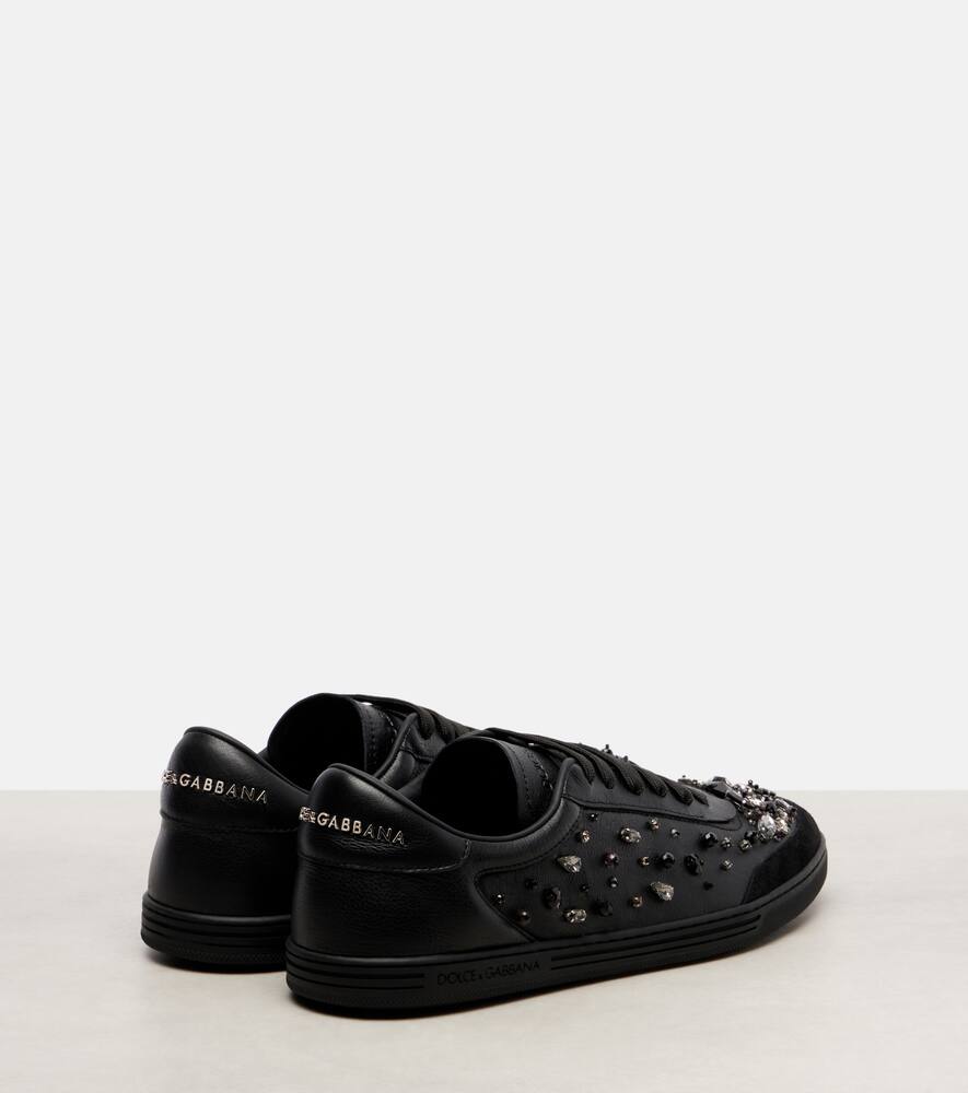 Сан-Тропе легкие кожаные кроссовки с декором Dolce&Gabbana, Black/Black — фото 2