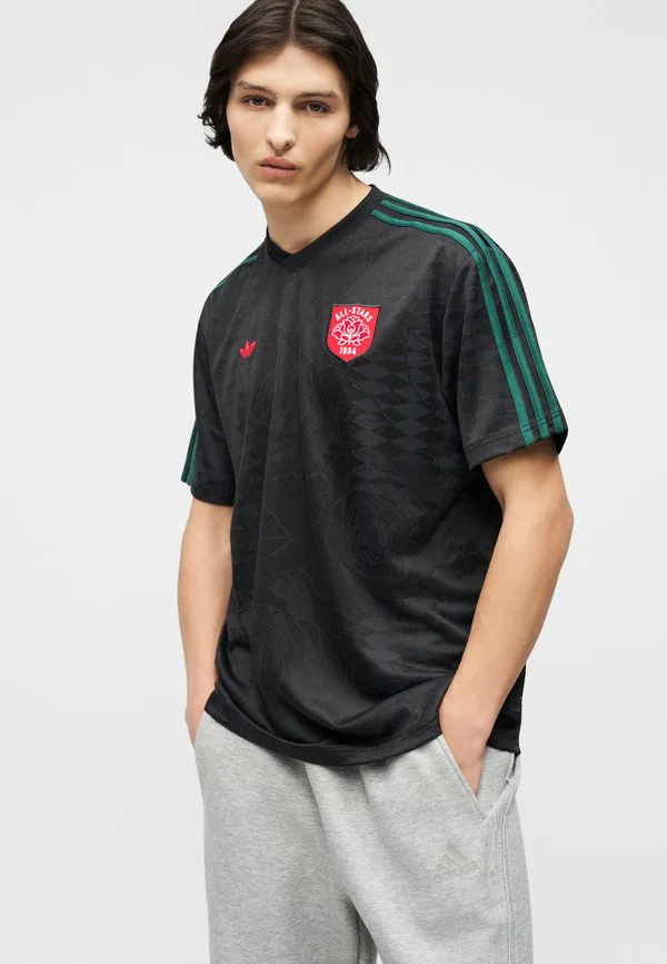 Футболка с принтом роз Adidas Originals, Black Collegiate Green — фото 4