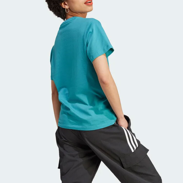 Футболка с трилистником женская бирюзовая Adidas Originals — фото 3