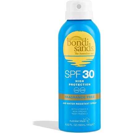 

Солнцезащитный аэрозольный аэрозольный туман без отдушек Spf 30, формула широкого спектра действия, 160 г/5,64 унции, Bondi Sands