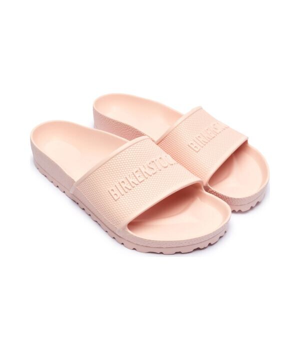 Шлепанцы женские Birkenstock Барбадос резиновые с логотипом бренда, розовый — фото 3