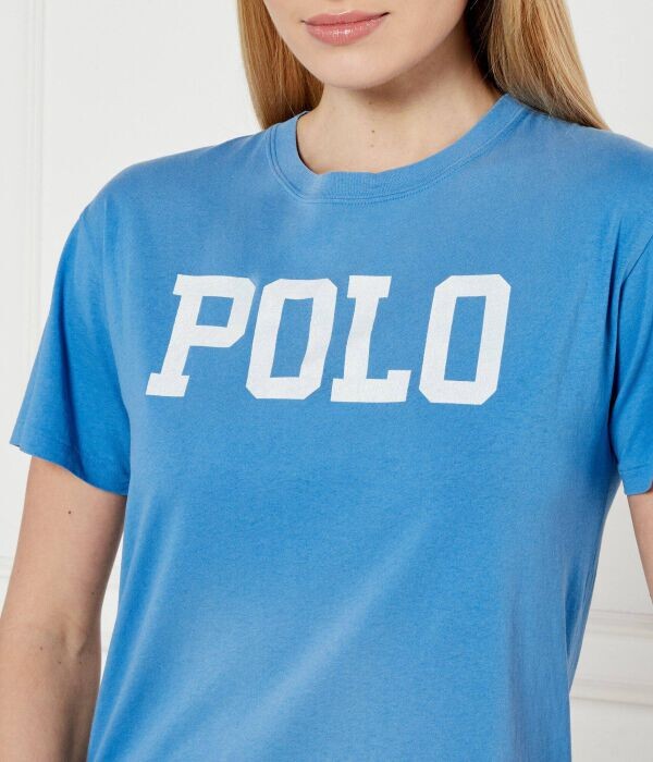 Футболка женская Polo Ralph Lauren с надписью, синий — фото 4