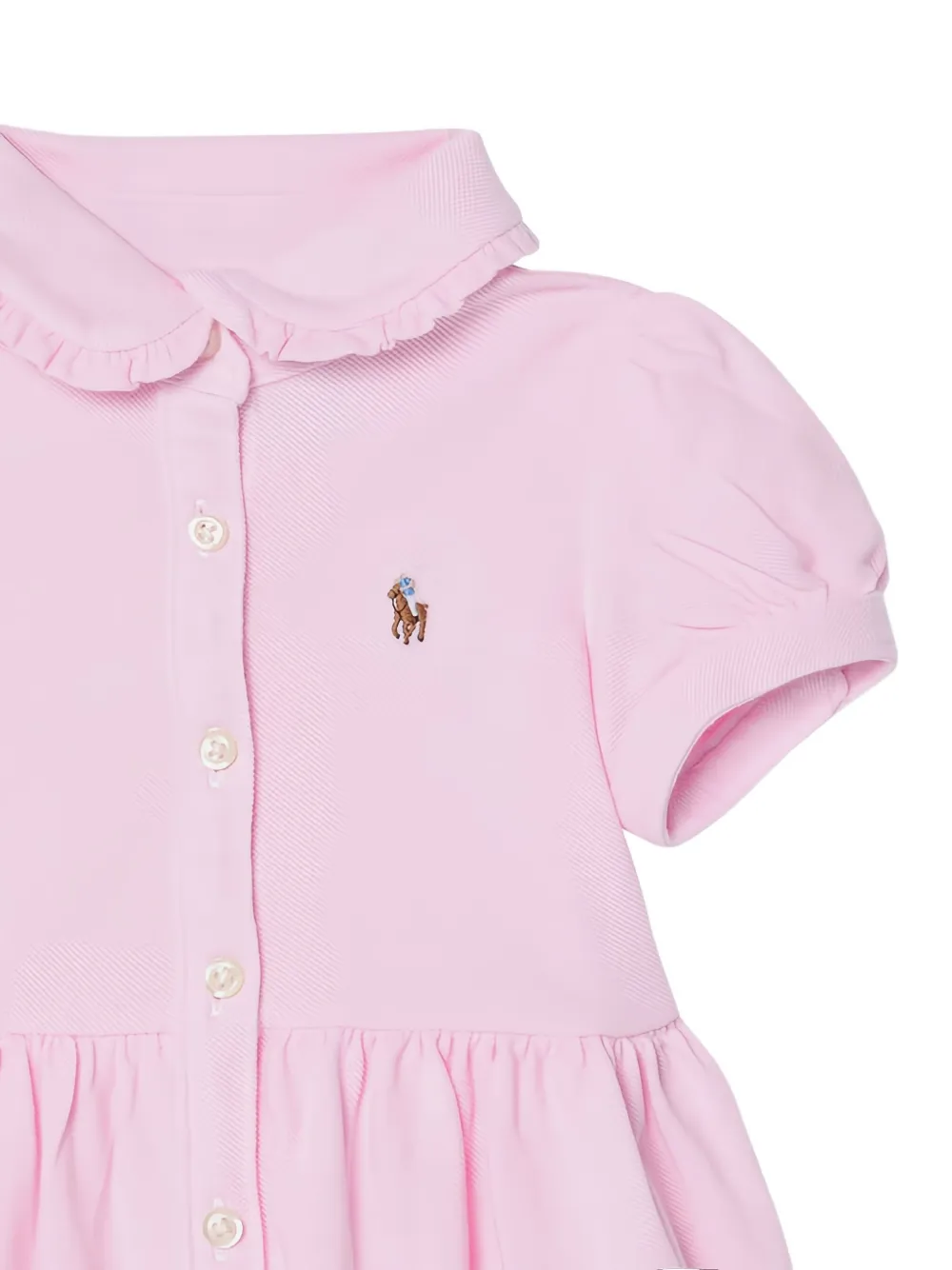 Платье с короткими рукавами и оборками на воротнике POLO RALPH LAUREN KIDS, розовый — фото 3