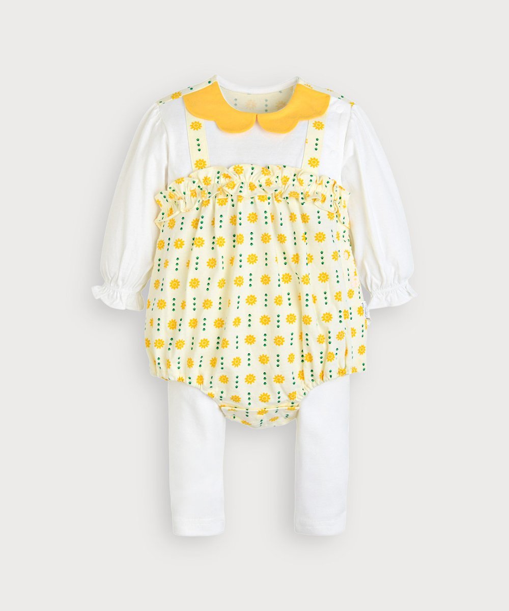 Боди с длинными рукавами SunnyDay и однотонные леггинсы/комбинезон Moimoln, Yellow