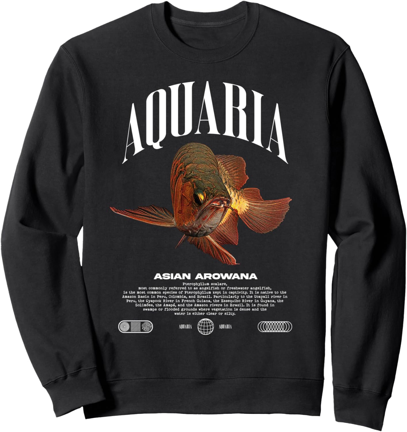 

Азиатская арована, гигантская рыба-водолаз, современная стритвеар-толстовка Jrrts Arowana Designs, черный