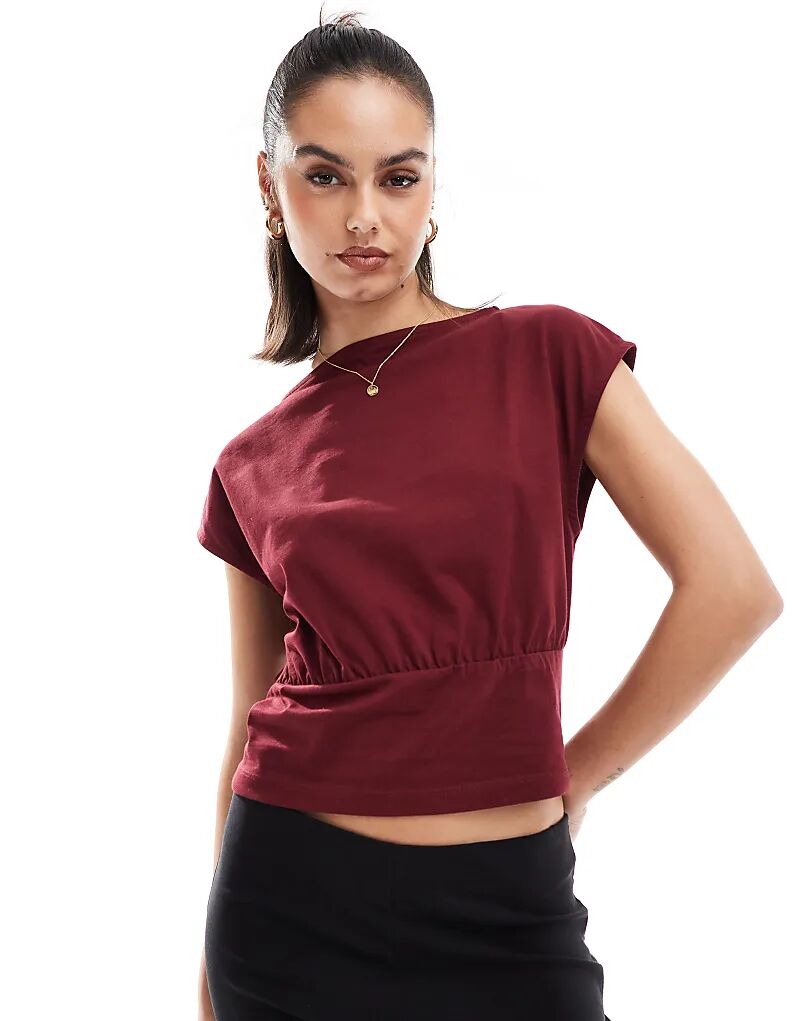 

Топ с защипом на талии в бордовом цвете ASOS DESIGN