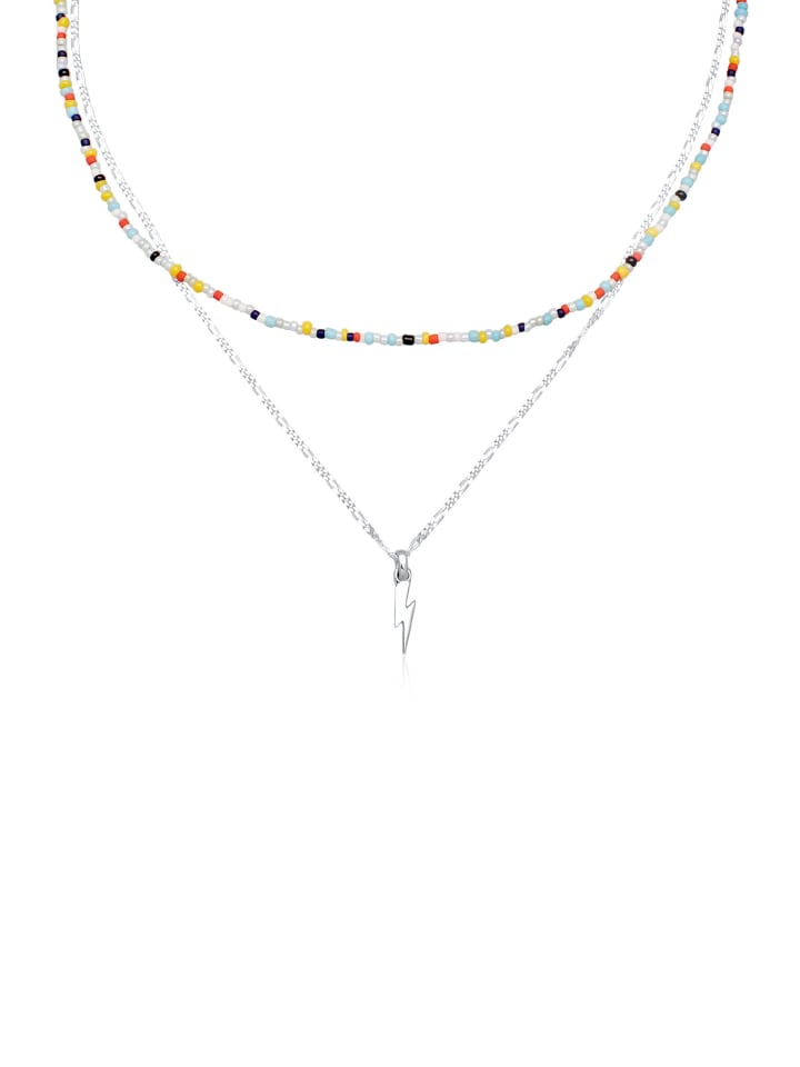 

KUZZOI Колье из серебра 925 пробы в виде молнии, двухцветное