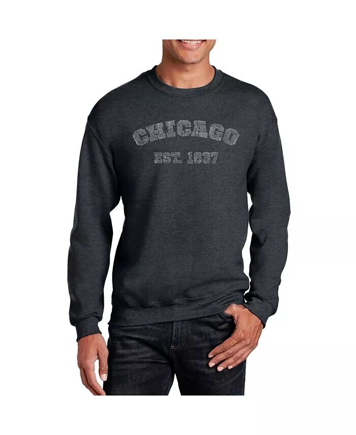 

Мужская толстовка Word Art Chicago 1837 с круглым вырезом LA Pop Art, серый