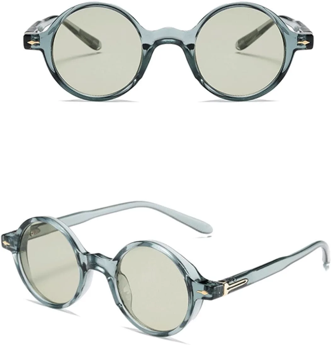 

Маленькие круглые очки в стиле панк для женщин, винтажные солнцезащитные очки для мужчин, сине-зеленые очки с защитой от УФ-излучения UV400 SZVVBKK, Tea Green