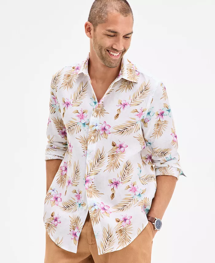 

Мужская рубашка Amista Floral из льна Club Room, белый