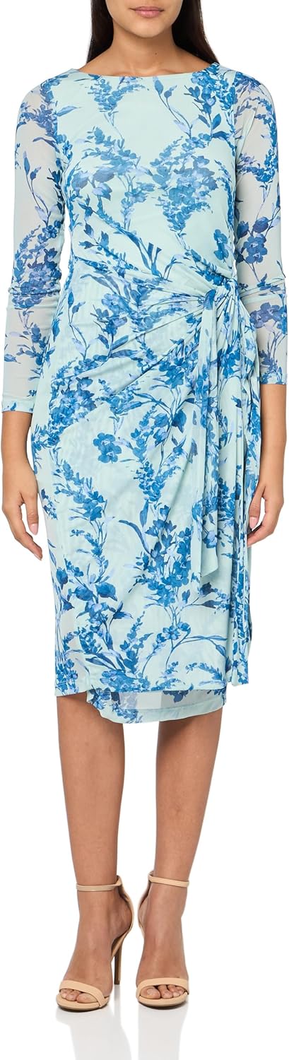 

Женское платье миди с сетчатой подкладкой и завязками по бокам от Tommy Hilfiger, Harbor Gray/Blue