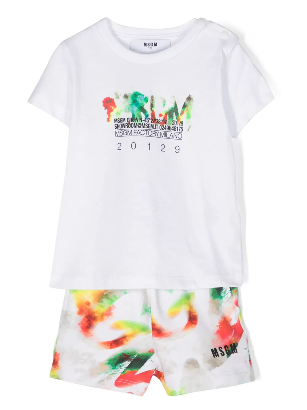 

Комплект из топа и шортов с акварельным принтом MSGM Kids, белый