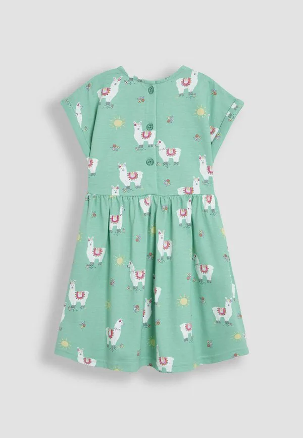 Платье-Джерси прямого кроя со спущенными плечами Jojo Maman Bébé, Mint Green Llama — фото 2