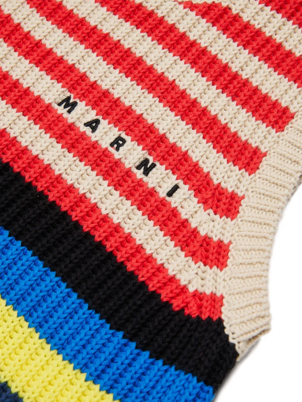 Полосатое платье без рукавов Marni Kids, бежевый — фото 3