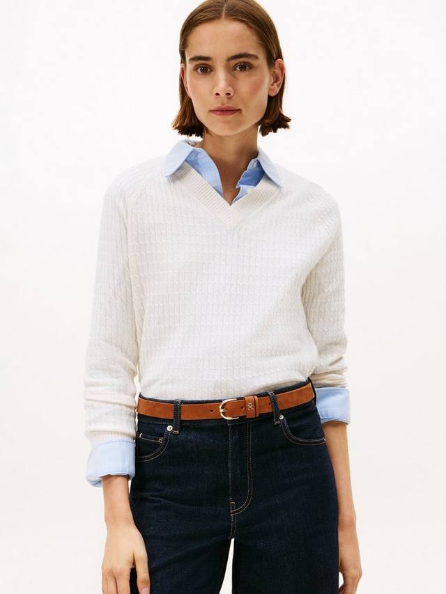 

Текстурированный джемпер из шерстяной смеси с V-образным вырезом Tommy Hilfiger