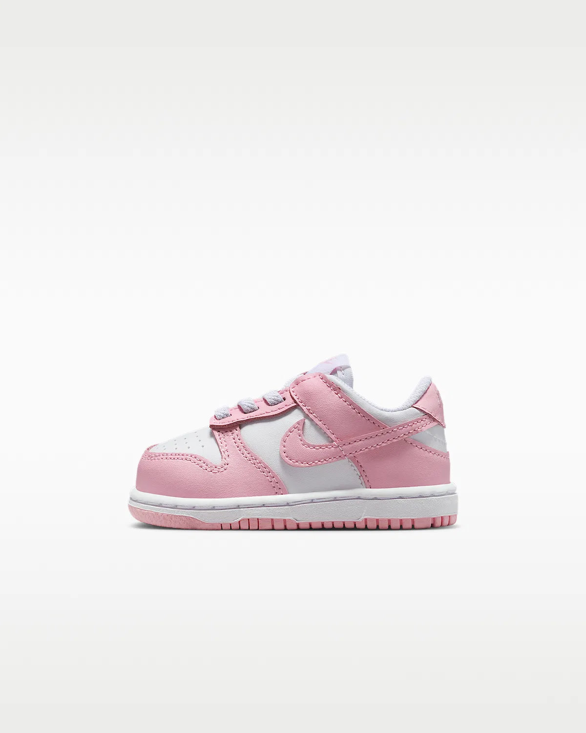 Кроссовки Nike Dunk Low для малышей, White/White/White/Medium Soft Pink