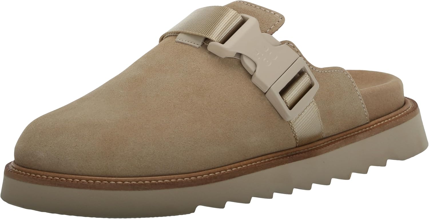 

Мужские сабо HUGO с верхней пряжкой из замши, Almond Milk