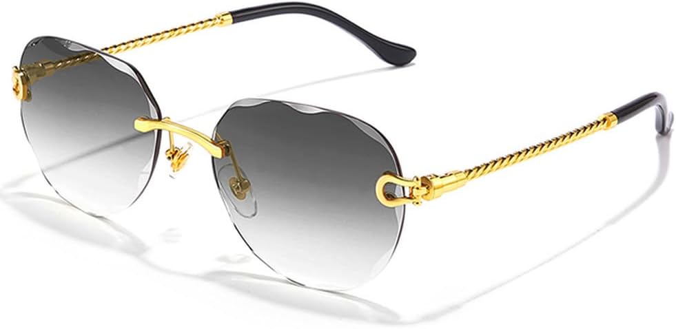 

Солнцезащитные очки Polygon Gradient для женщин с металлическими изогнутыми дужками, модель Ocean, без оправы, модные солнцезащитные очки для женщин с защитой от УФ-излучения UV400 WNCKSQ, C04 Gold Black