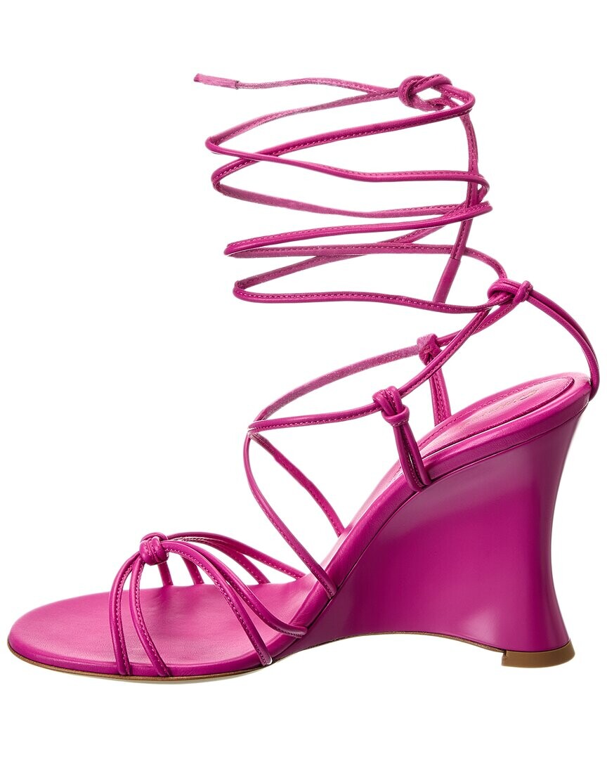 Кожаные босоножки на танкетке Gianvito Rossi 95, розовый — фото 4