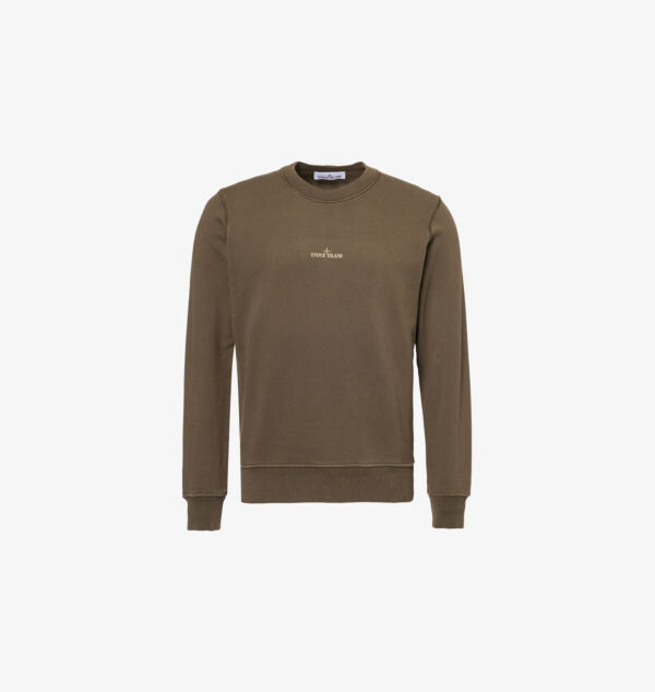 

Толстовка с круглым вырезом и фирменным принтом из хлопкового джерси Stone Island, зеленый