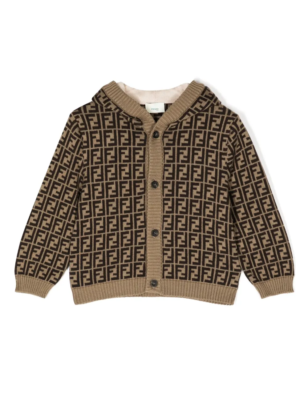 

Кардиган с капюшоном FENDI KIDS, коричневый