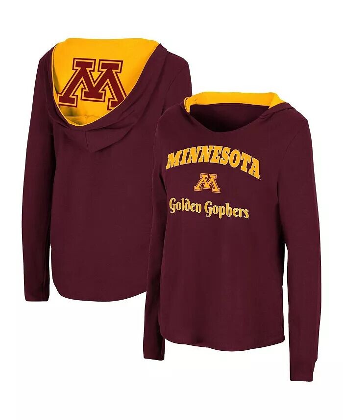 

Женская темно-бордовая футболка с длинными рукавами и худи Minnesota Golden Gophers Catalina Colosseum
