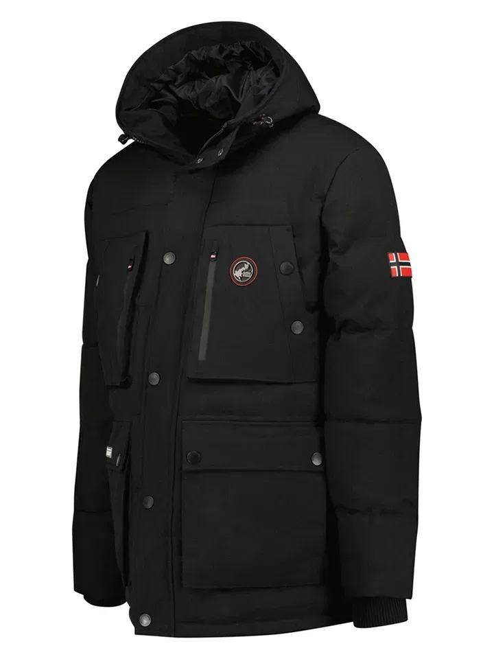 Стеганая куртка с капюшоном, Geographical Norway, черный — фото 3