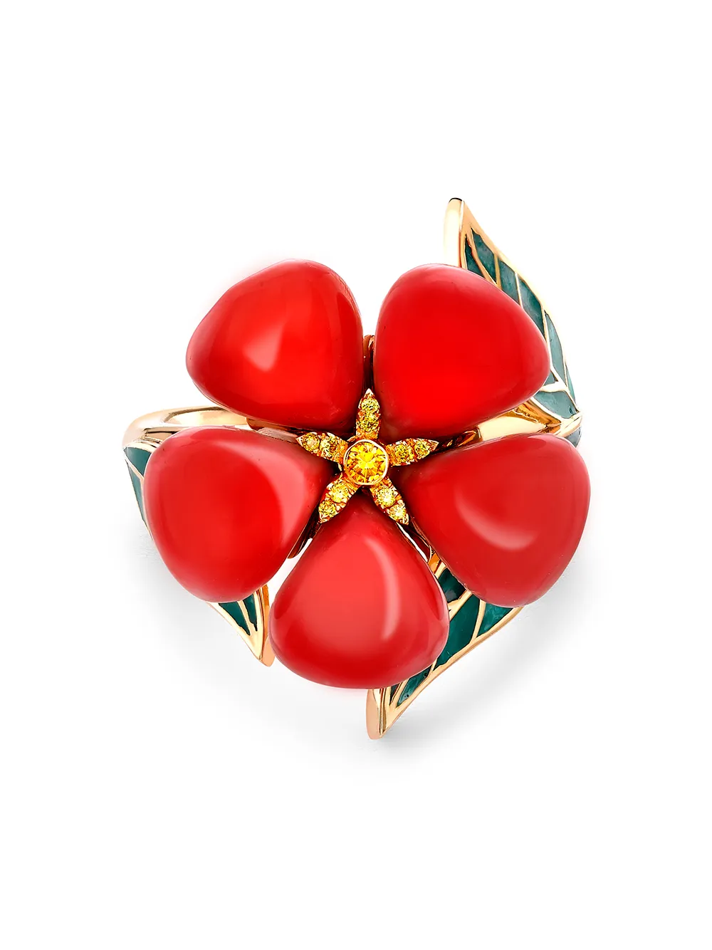 

Кольцо Wildflower Poppy из желтого золота с бриллиантами Pragnell, золотой