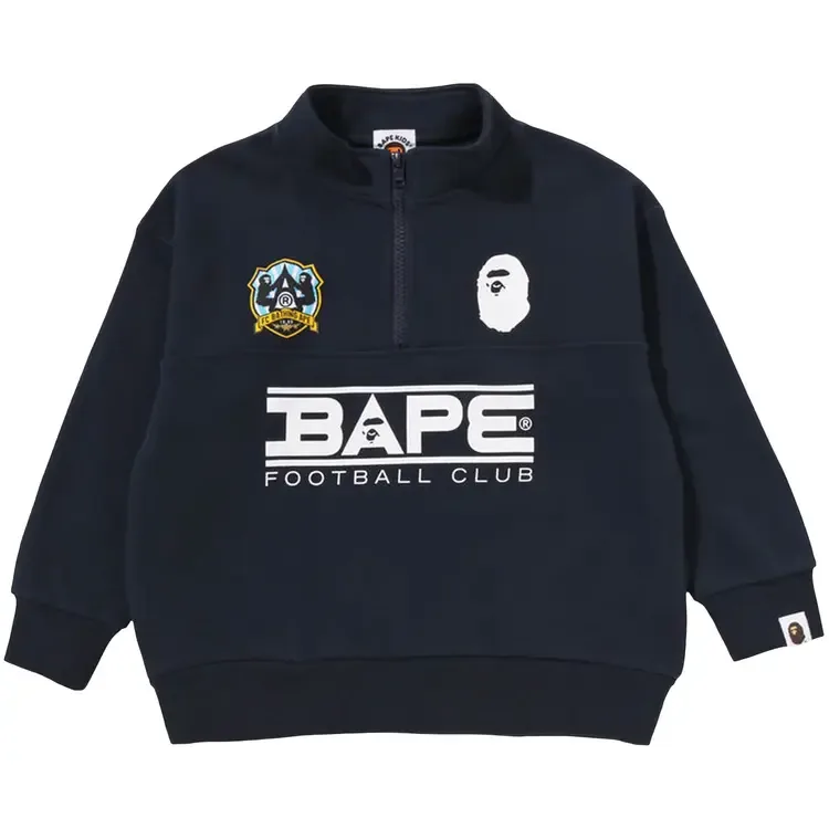 BAPE Bape Вышитая нашивка, свободный крой, полумолния, толстовка, темно-синяя