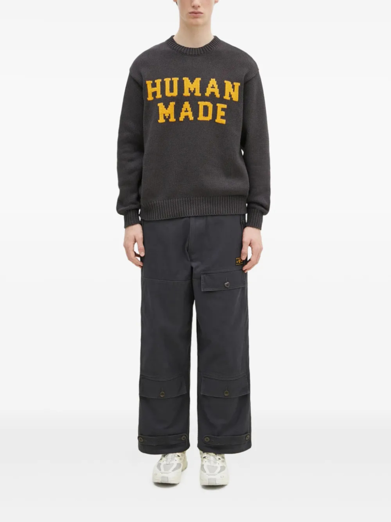 

Свитер с логотипом и интарсией от Human Made, серый