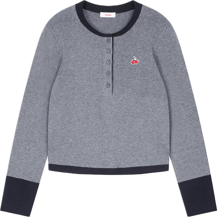 

Kirsh SS26 Вязаный свитер для женщин серый с воротником Henry утепленный