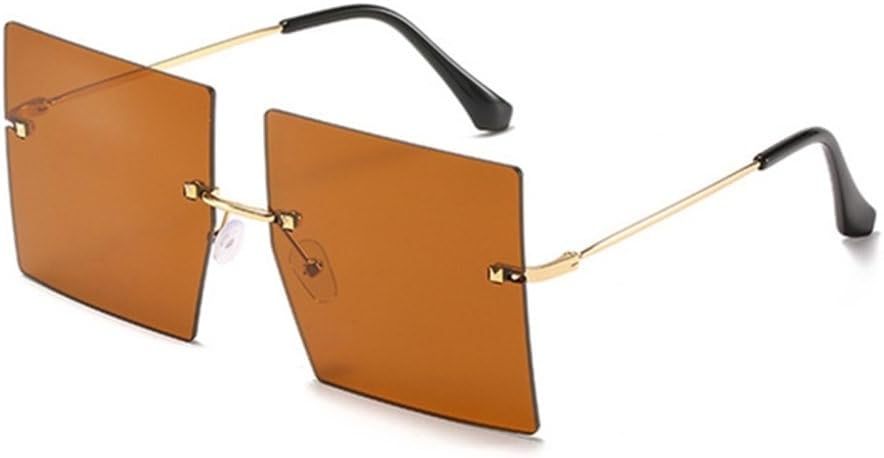 

MUTYNE Модные большие квадратные женские солнцезащитные очки, новые роскошные безободковые женские солнцезащитные очки в винтажном стиле с прозрачными линзами, Gold Dark Tea