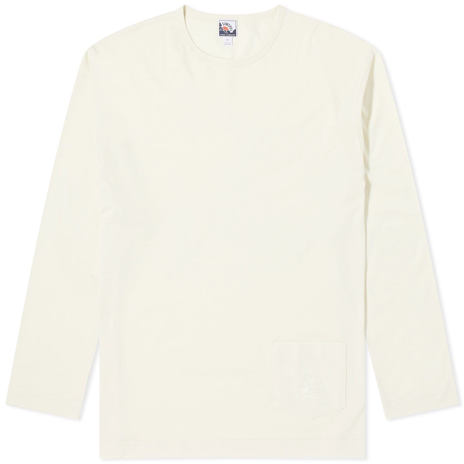 

Футболка Sunspel X Nigel Cabourn Long Sleeve Pocket T-Shirt, цвет Stone White