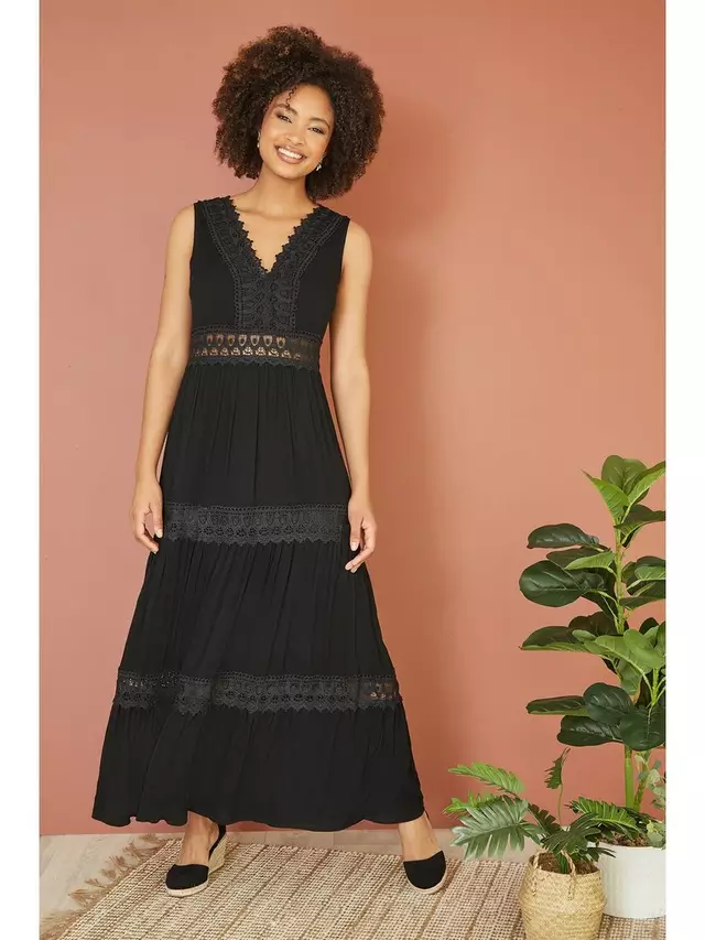 

Платье Yumi Lace Trim Cotton Maxi Sundress, черный