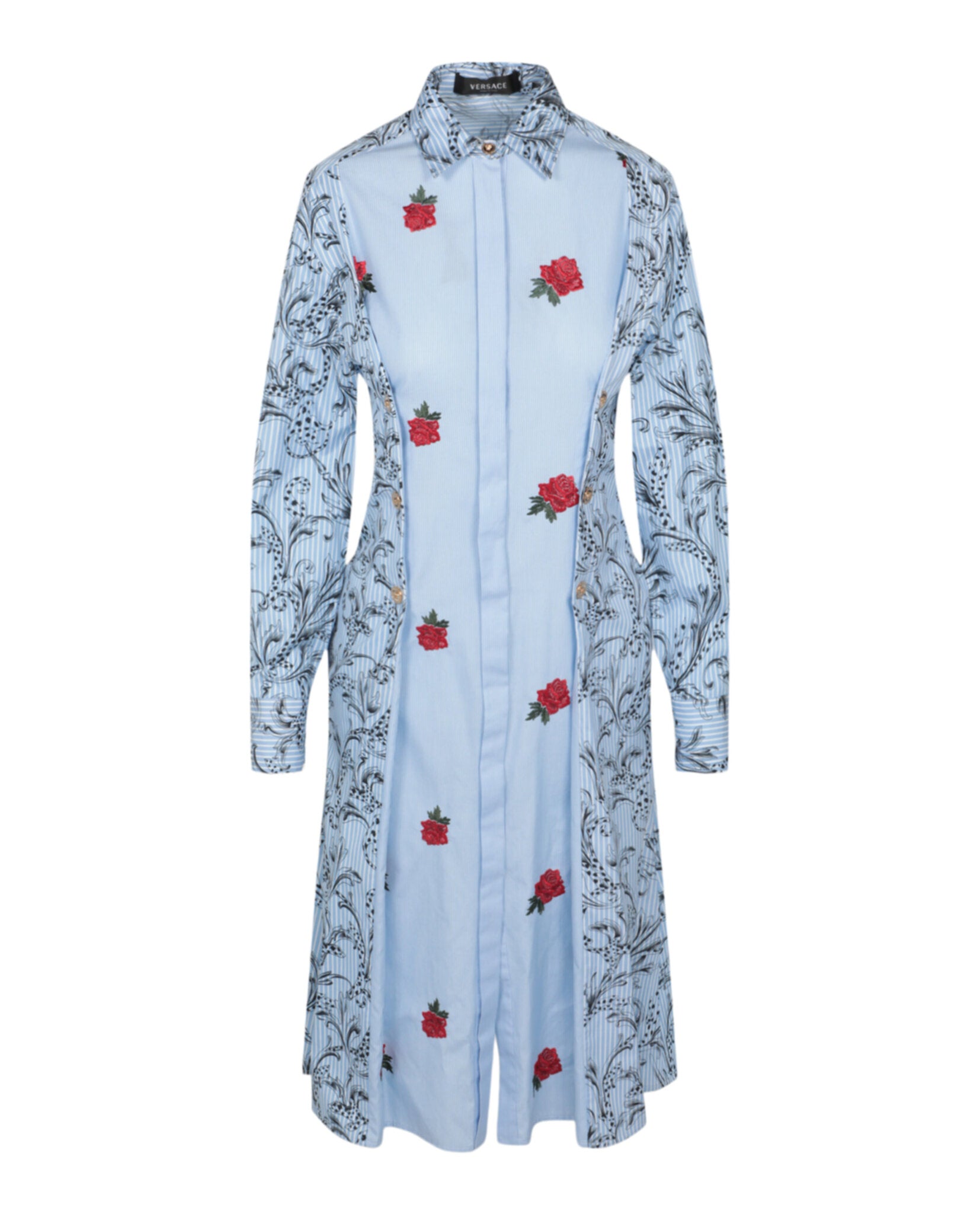 

Платье с длинными рукавами и воротником Versace, синий
