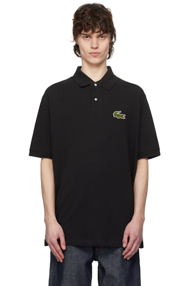 

Черная свободная рубашка-поло с значком из пике Lacoste