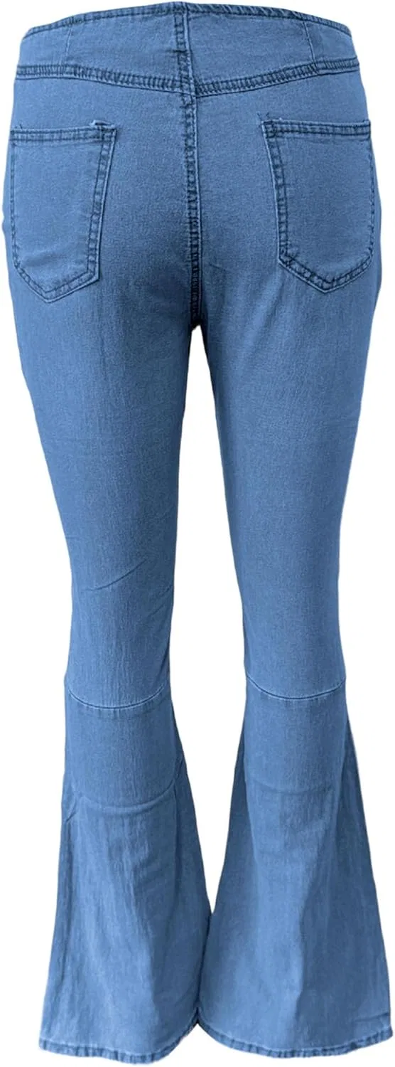 Джинсы клеш High Waisted, синий — фото 4
