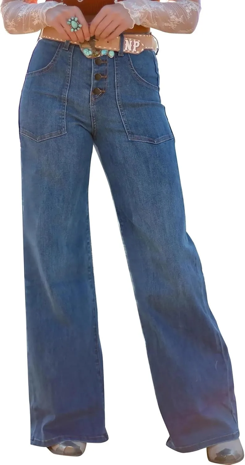 

Женские джинсы с высокой талией и прямым кроем QLAUYIOE