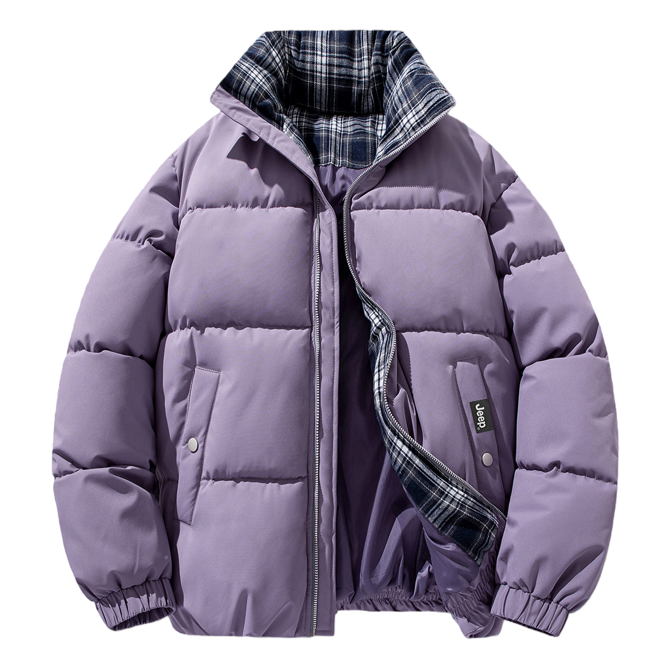 

Пуховики унисекс со стоячим воротником, утепленные стеганые пуховики Jeep, medium серый фиолетовый