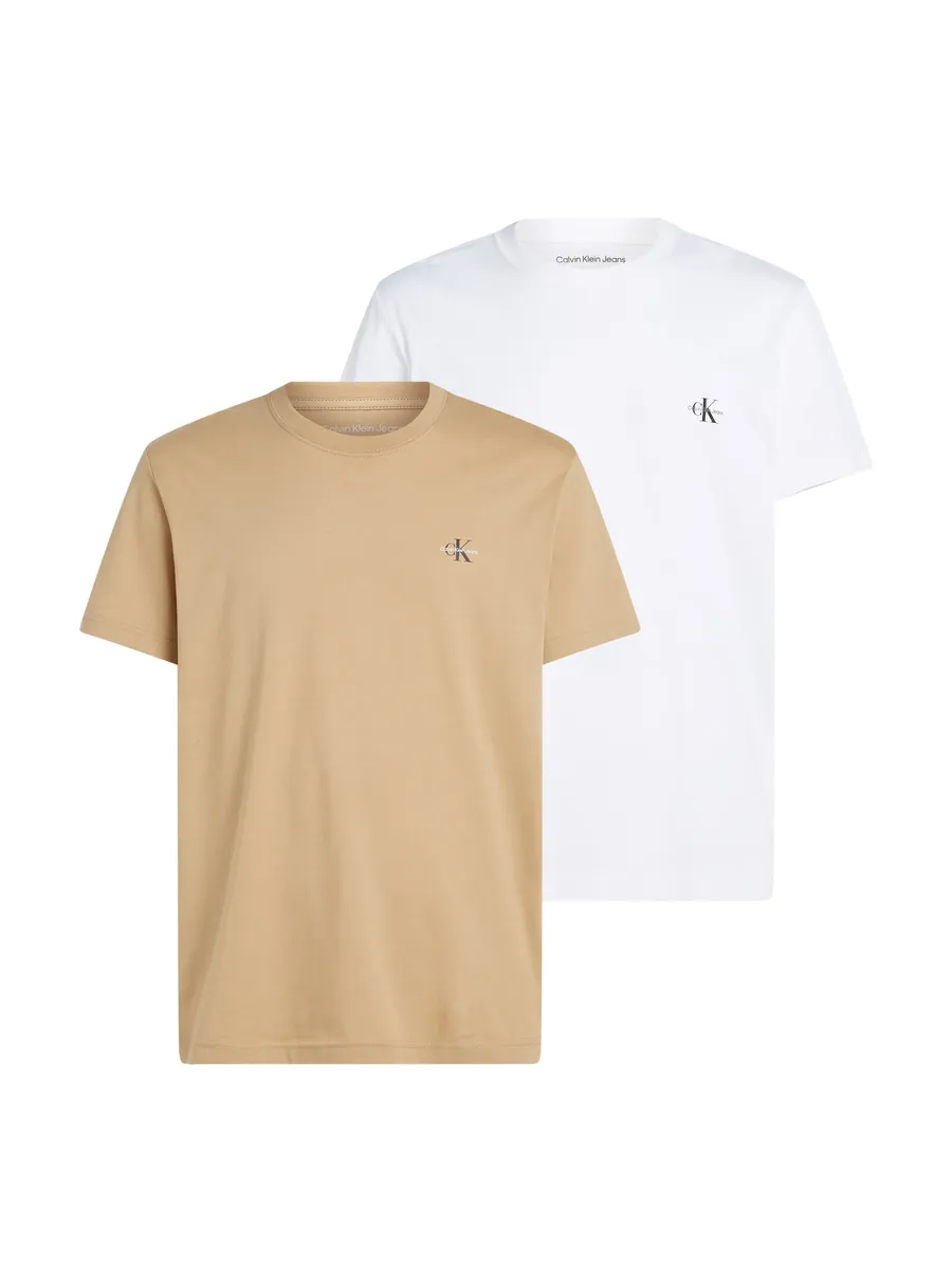

Футболка Calvin Klein Jeans "2 PACK MONOLOGO" с небольшим логотипом на груди, белый