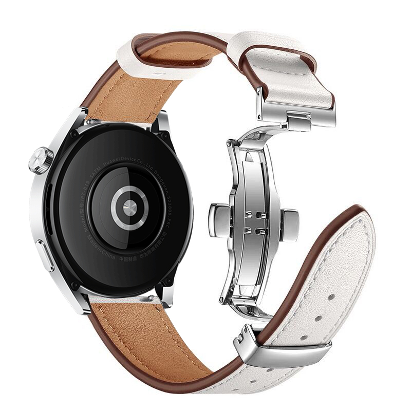 

CHENSONG Часы Watch Band Huawei Compatibility Leather, Pana butterfly buckle belt - white silver buckle