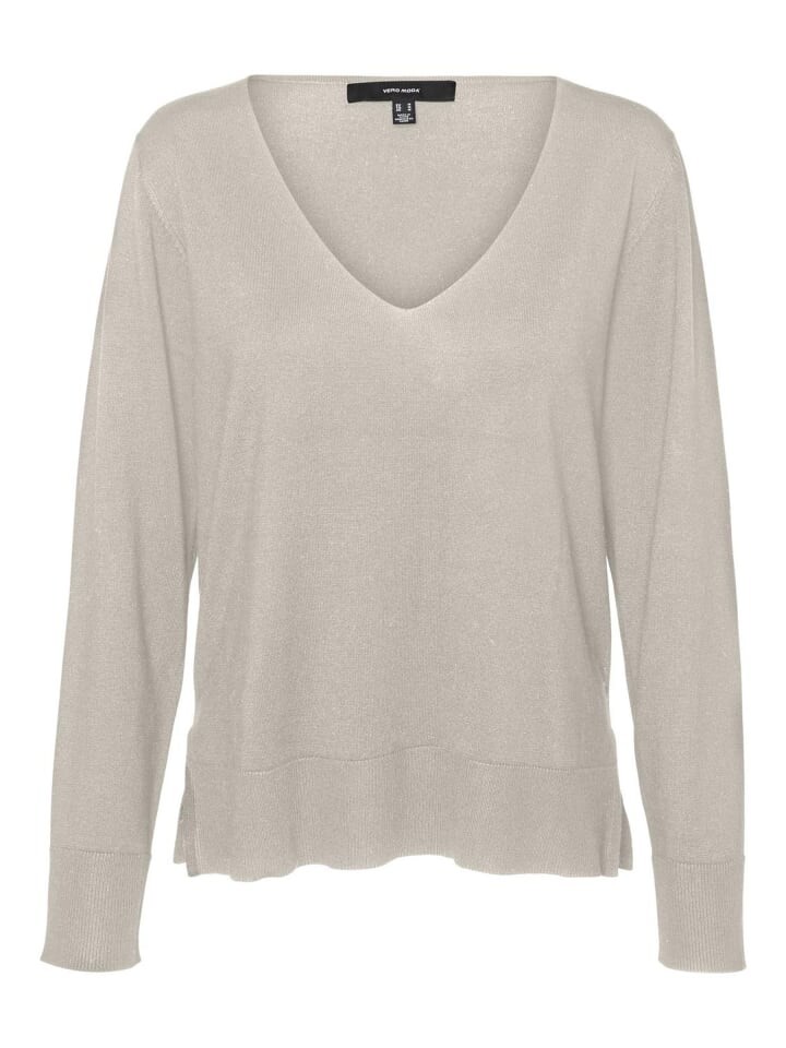 

Пуловер Vero Moda Strickpullover loose fit V-Ausschnitt Langarm, песочный