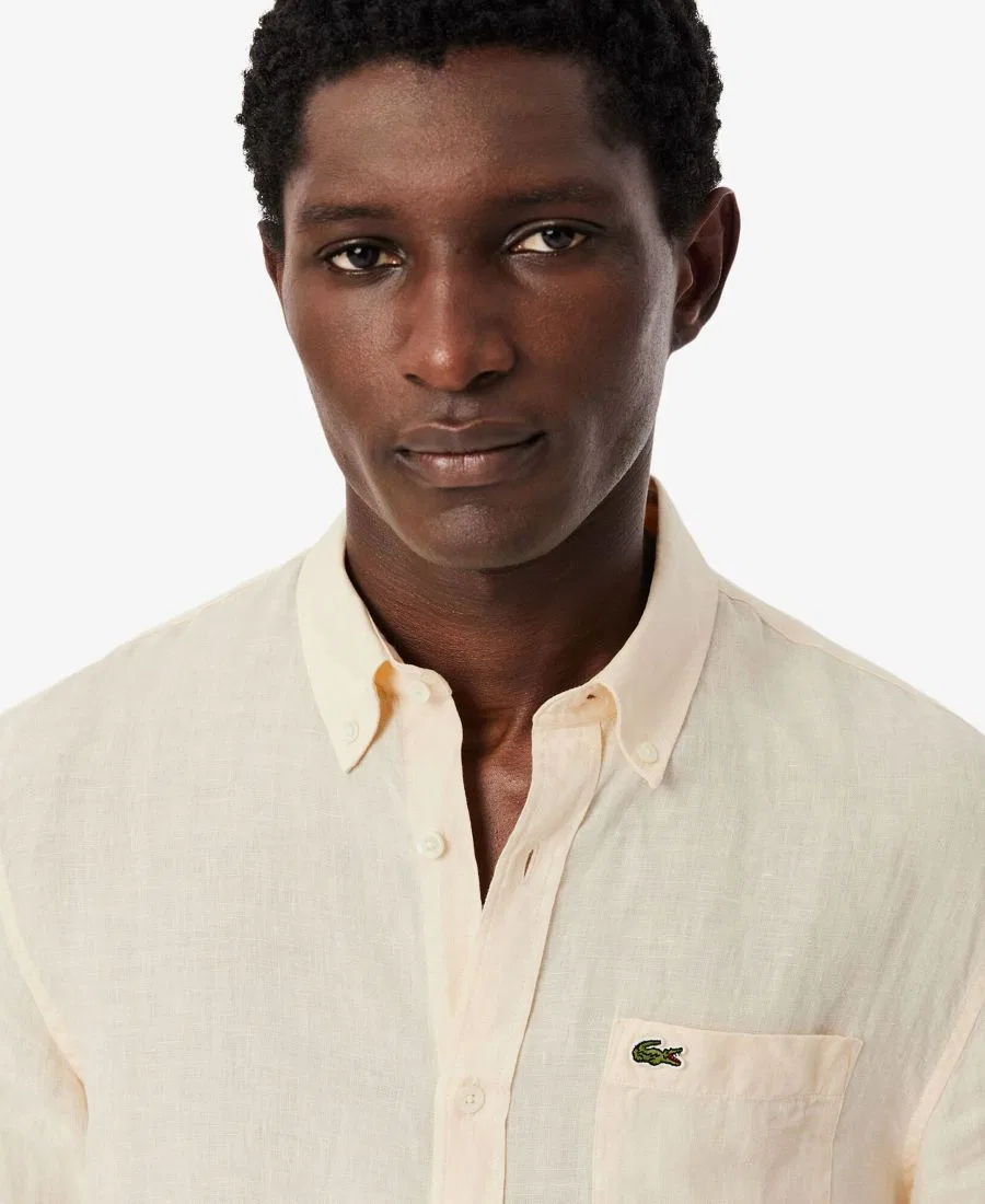 Мужская льняная рубашка с длинными рукавами, прямого кроя Lacoste — фото 3
