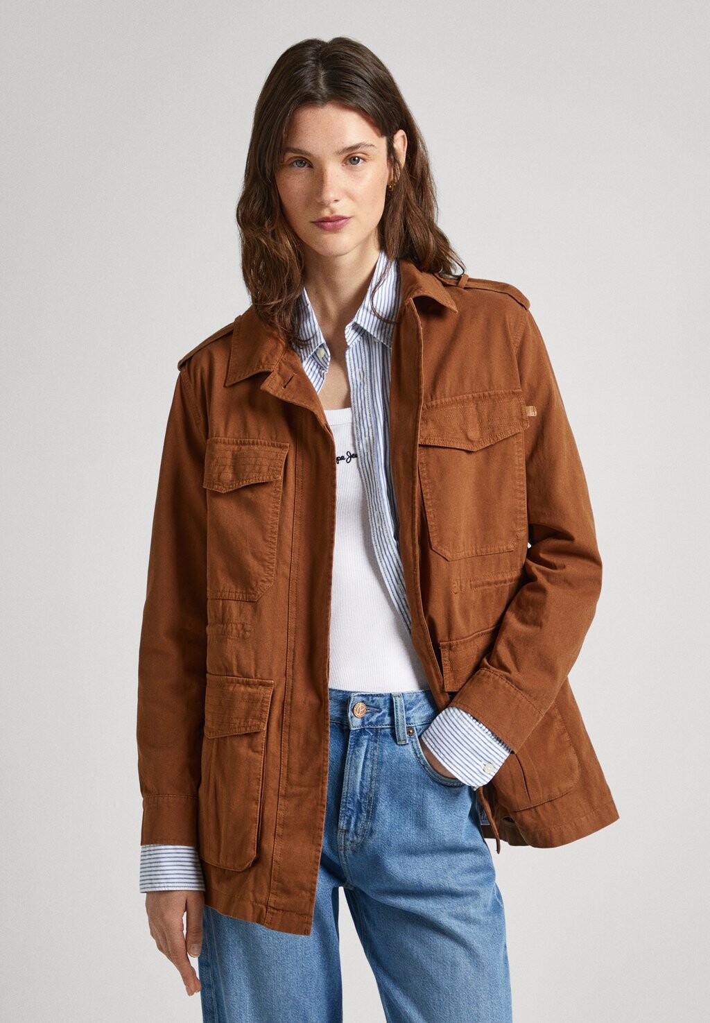 

Тренч Theresa Pepe Jeans, коричневый