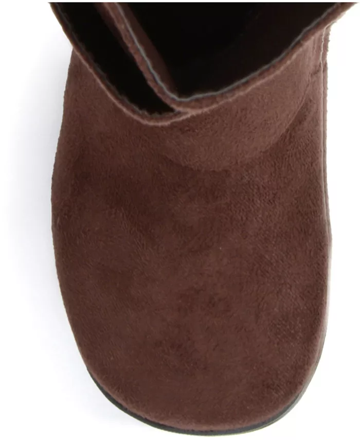 Женские сапоги Jester Wide Calf с плиссировкой и пряжкой на голенище Journee Collection, коричневый — фото 3