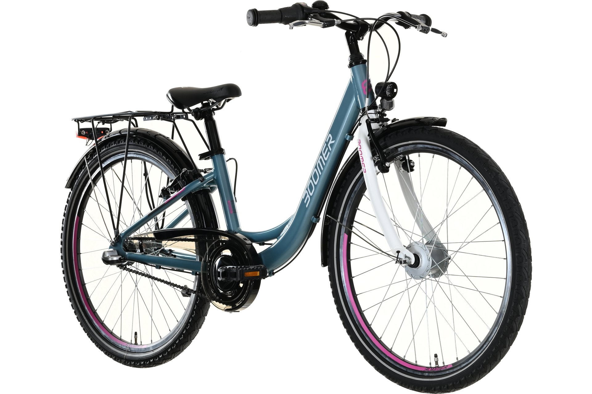 Детский велосипед Boomer CITY 24 N3 - 24 дюймов - Tiefeinsteiger - 2024, цвет Grau|grey blue/white/pink — фото 3